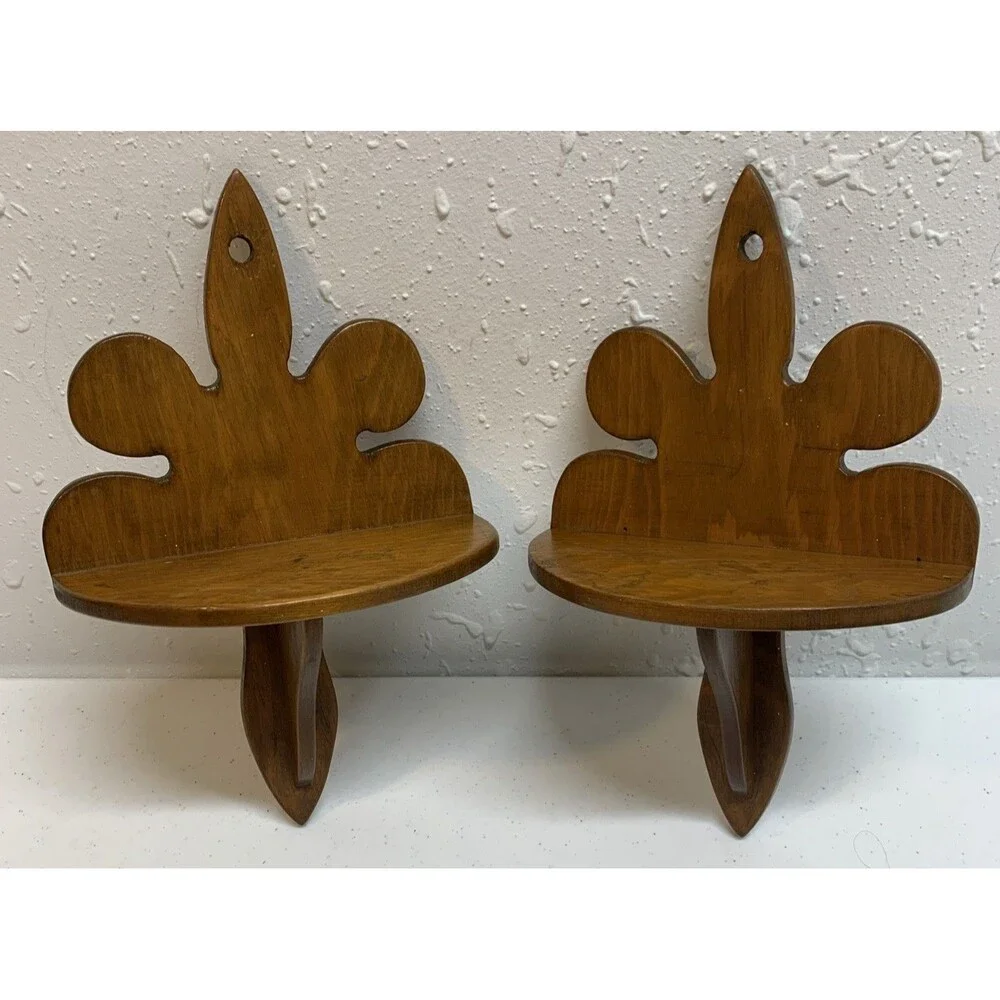 Vintage Fleur de Lis Wall Shelves Sconces French Country Cottage